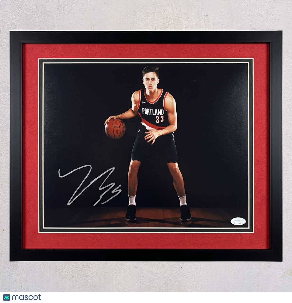 Zach Collins Portland Trailblazers Signed 11x14 Custom Framed Photo JSA