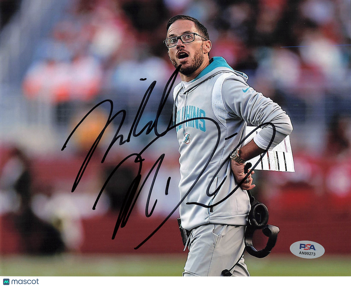 Mike McDaniel Signed Miami Dolphins Football 8x10 Photo PSA Autographed