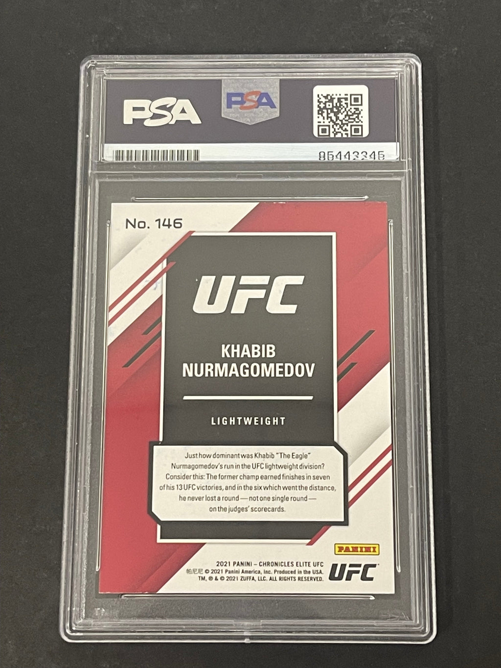2021 Panini Chronicles UFC #146 Khabib Nurmagomedov Elite signed card PSA