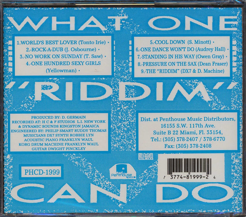 Tenor Saw, Yellowman, Johnny Osbourne, Etc. - What One Riddim Can Do ('One Dance Won't Do' Rhythm) (rhythm: "Once Dance Won't Do") Music CD