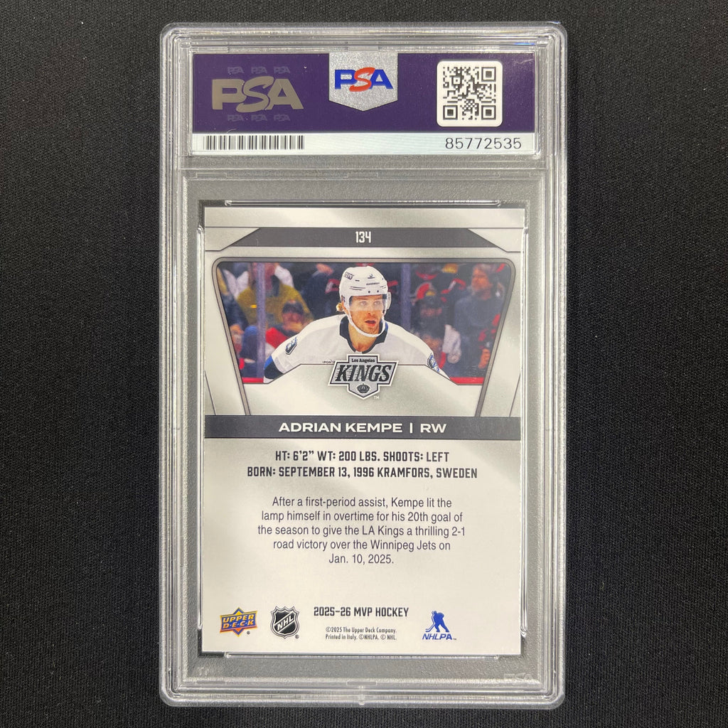 2025 Upper Deck MVP Hockey#134 Adrian Kempe Signed Card PSA Autographed