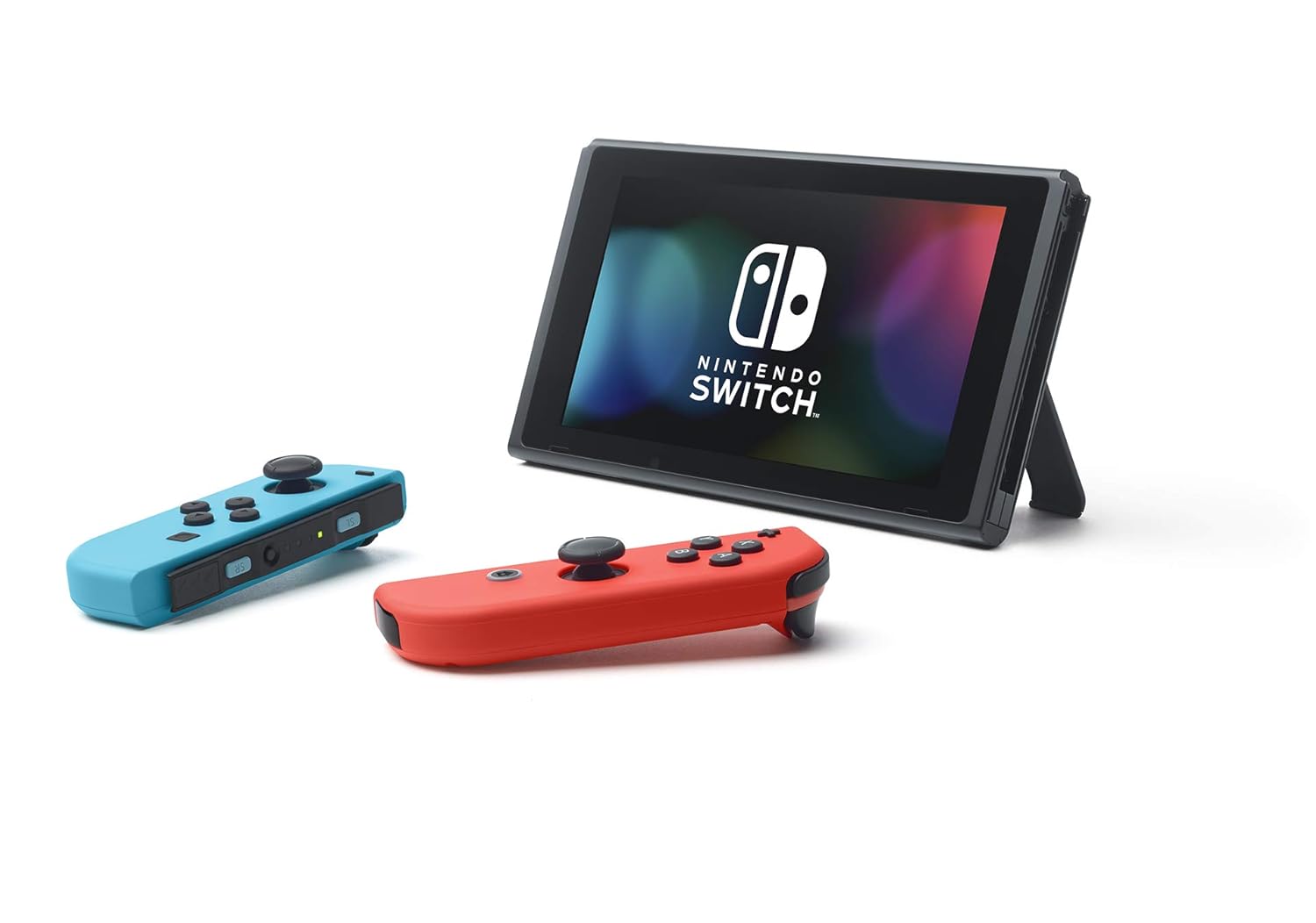 Nintendo Switch with Neon Blue and Neon Red Joy-Con Handheld Gaming Console