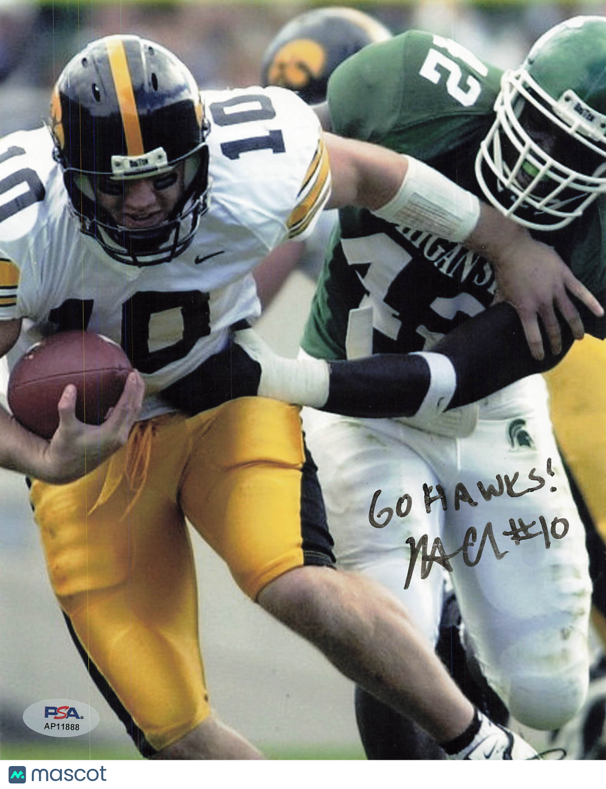 Nate Chandler Signed Iowa Hawkeyes Football 8x10 Photo PSA Autographed