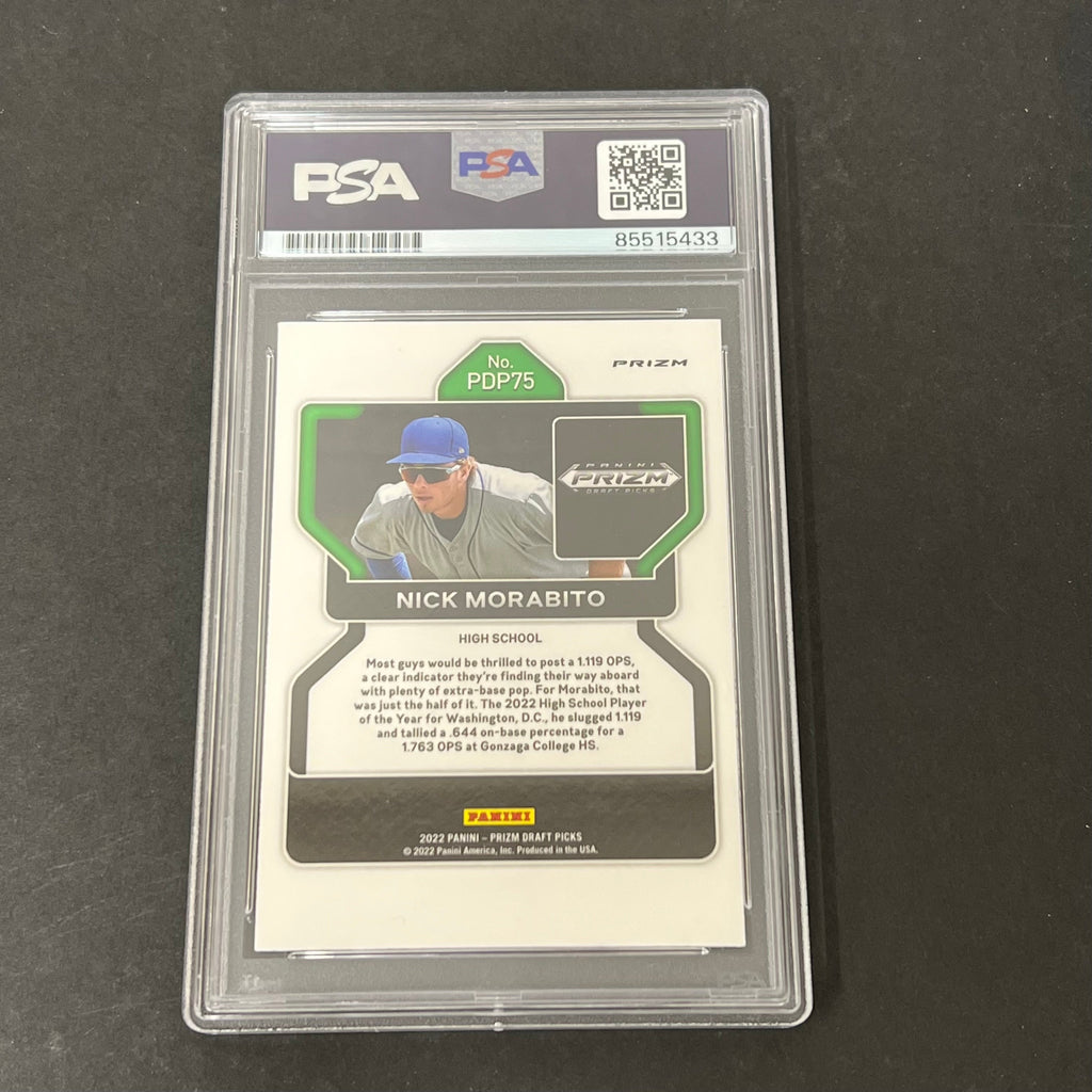 2022 Panini Prizm Draft Picks Pink Velocity #PDP75 Nick Morabito signed card PSA