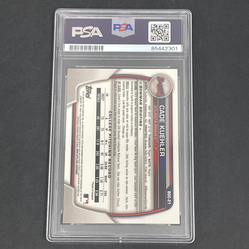 2023 Bowman Draft #BDC-21 Cade Kuehler Chrome signed card PSA Auto 10