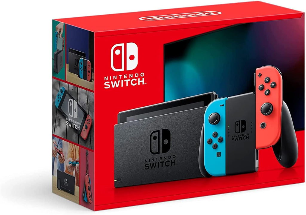 Nintendo Switch with Neon Blue and Neon Red Joy-Con Handheld Gaming Console