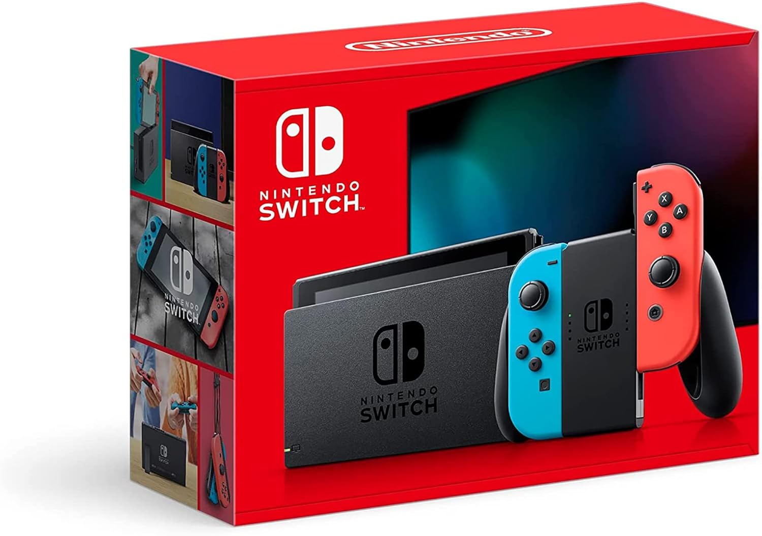 Nintendo Switch with Neon Blue and Neon Red Joy-Con Handheld Gaming Console