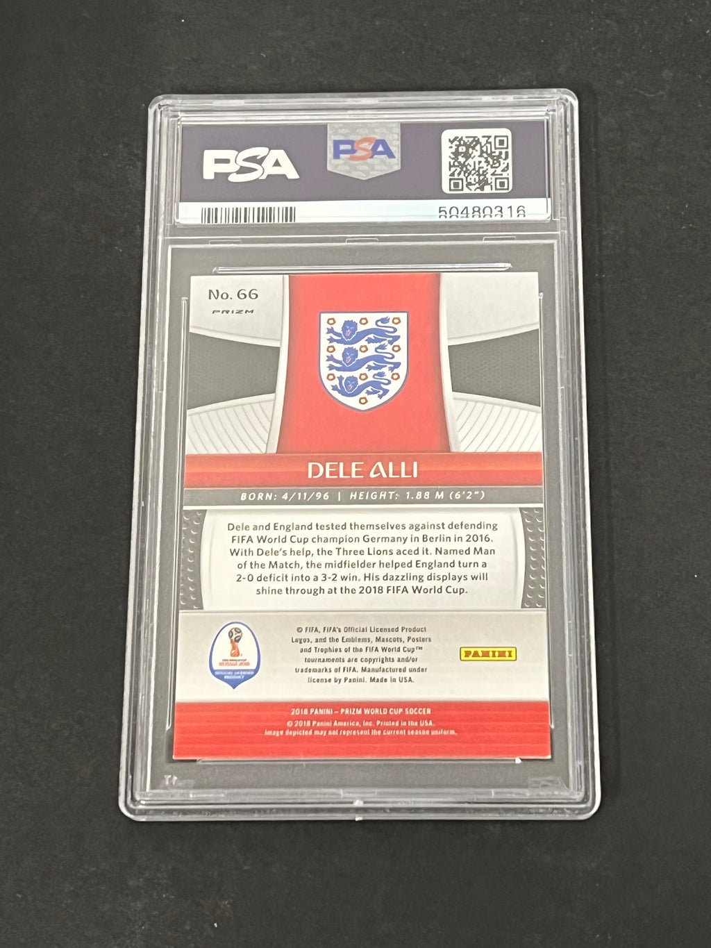 2018 Panini Prizm World Cup Silver#66 Dele Alli Signed Card PSA 9 Autographed