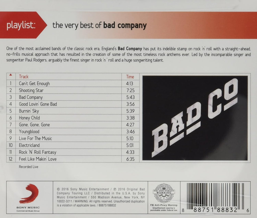 Bad Company Playlist Very Best Of Bad Company Music CD