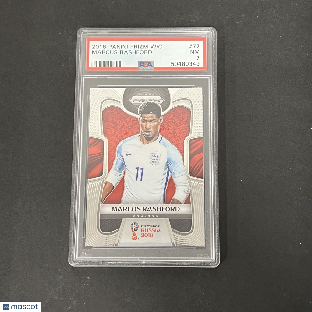 2018 Panini Prizm World Cup #72 Marcus Rashford Signed Card PSA 7 Autographed