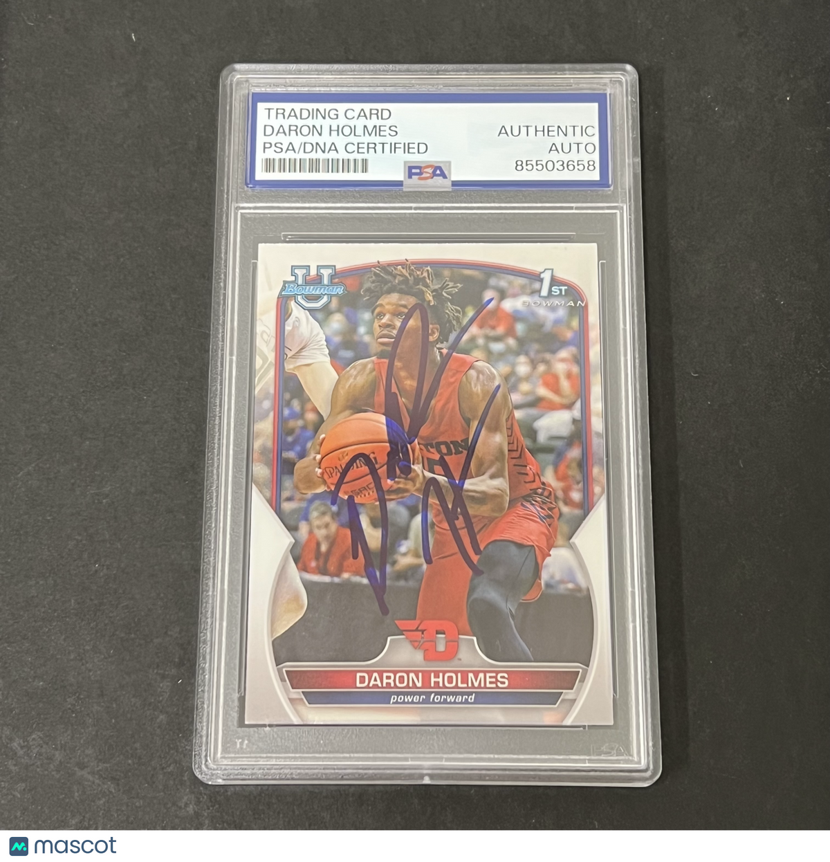 2023 Bowman University Chrome #83 Daron Holmes signed card PSA Dayton