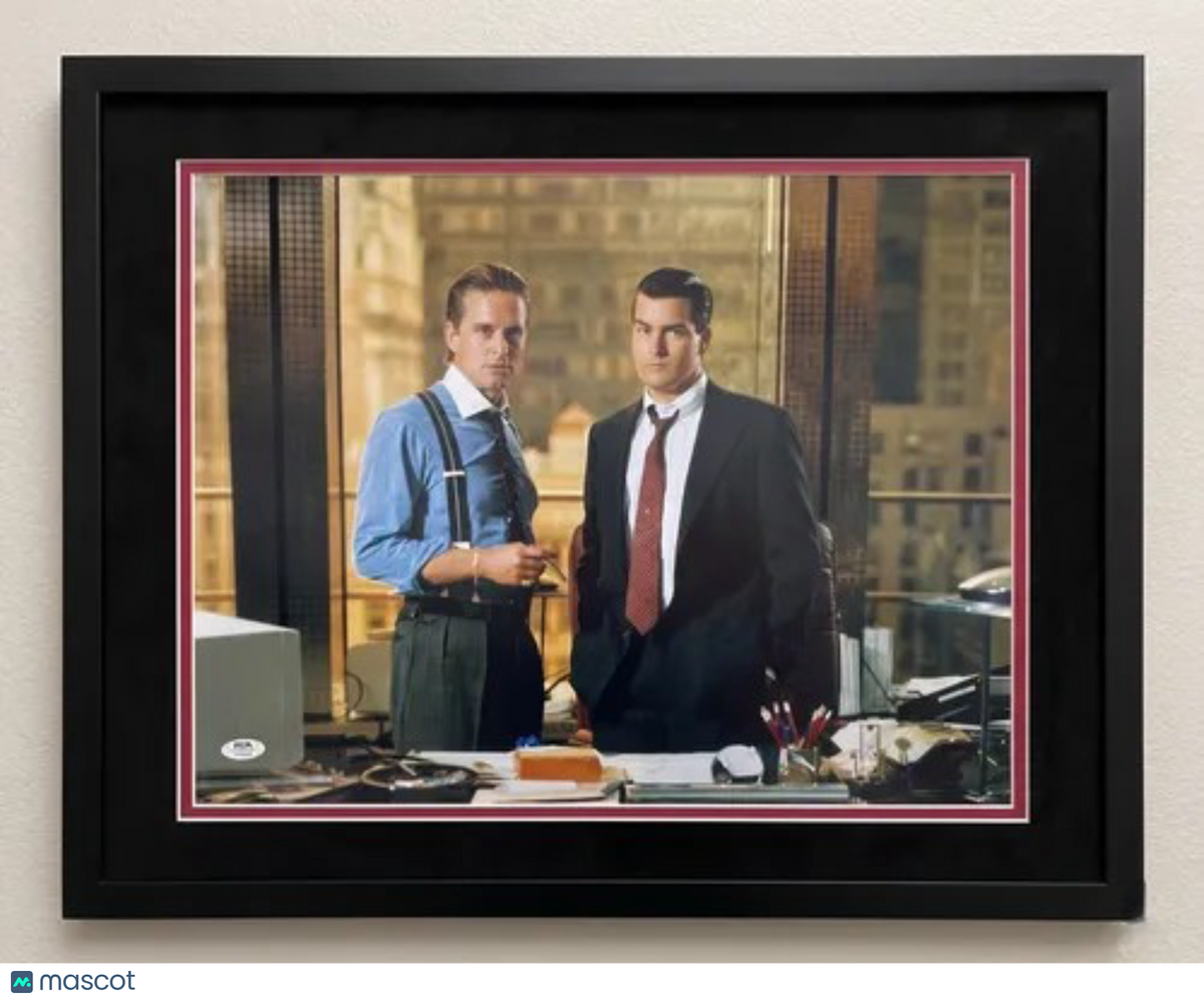 Charlie Sheen Signed Wall Street 16x20 Custom Framed Photo PSA Autographed