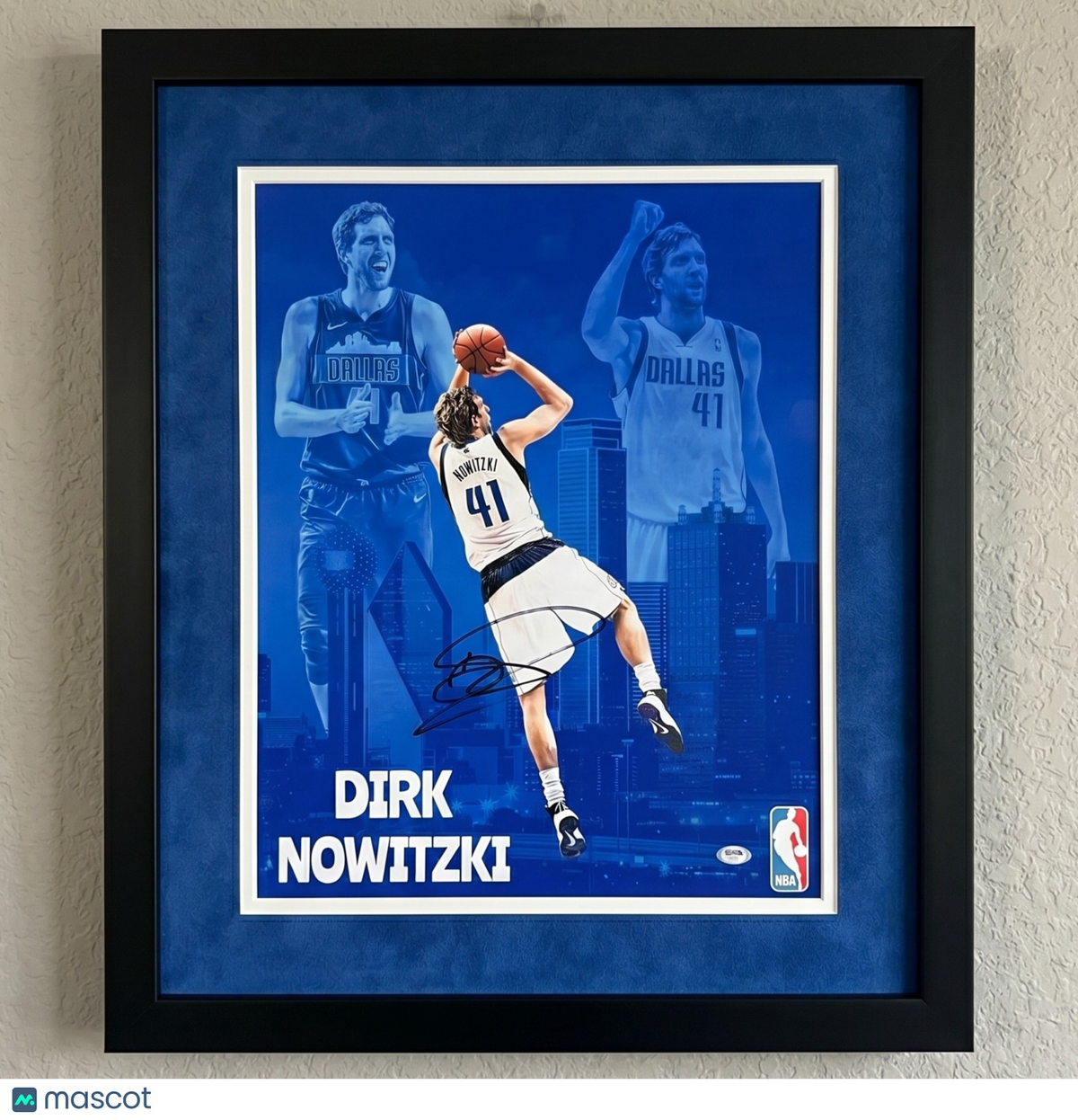 Dirk Nowitzki Dallas Mavericks Signed Basketball 16x20 Custom Framed Photo PSA