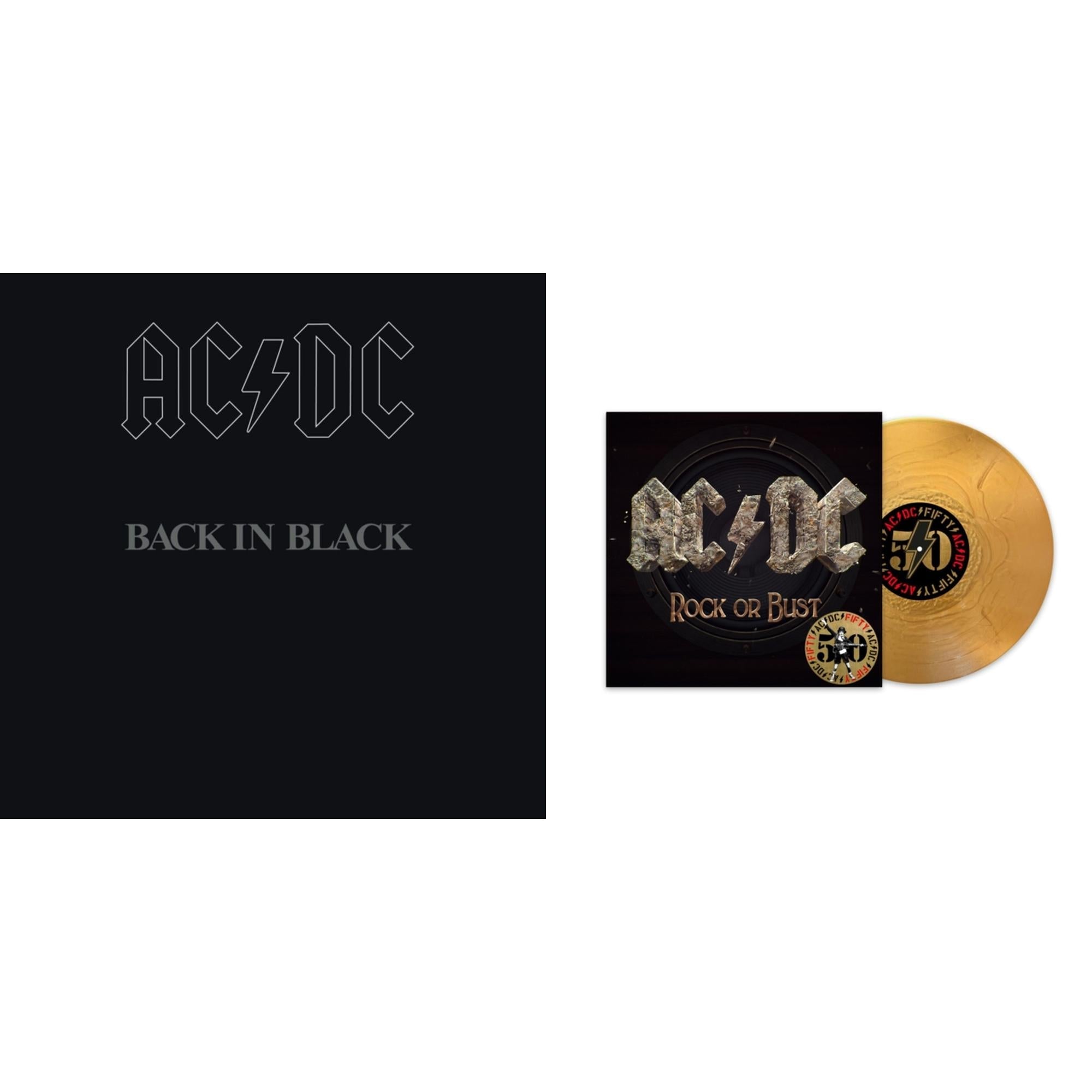 Ac/Dc - Back In Black (180G) & Rock Or Bust (50Th Anniversary/Gold Color LP Vinyl)
