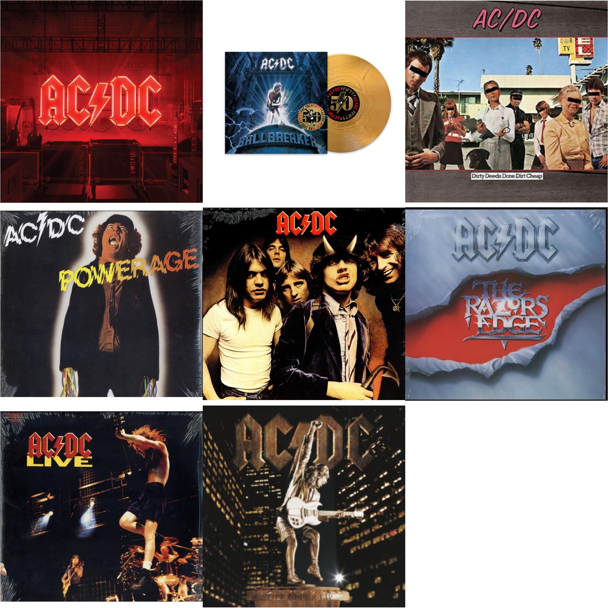 Ac/Dc - Power Up (180G/Gatefold Jacket/Inner Sleeve) & Ballbreaker (50Th Anniversary/Gold Color LP Vinyl) & Dirty Deeds Done Dirt Cheap (180G) & Powerage (180G) & Highway To Hell (180G) & Razor’S Edge (180G) & Live (2LP/180G) & Stiff Upper Lip (180G)