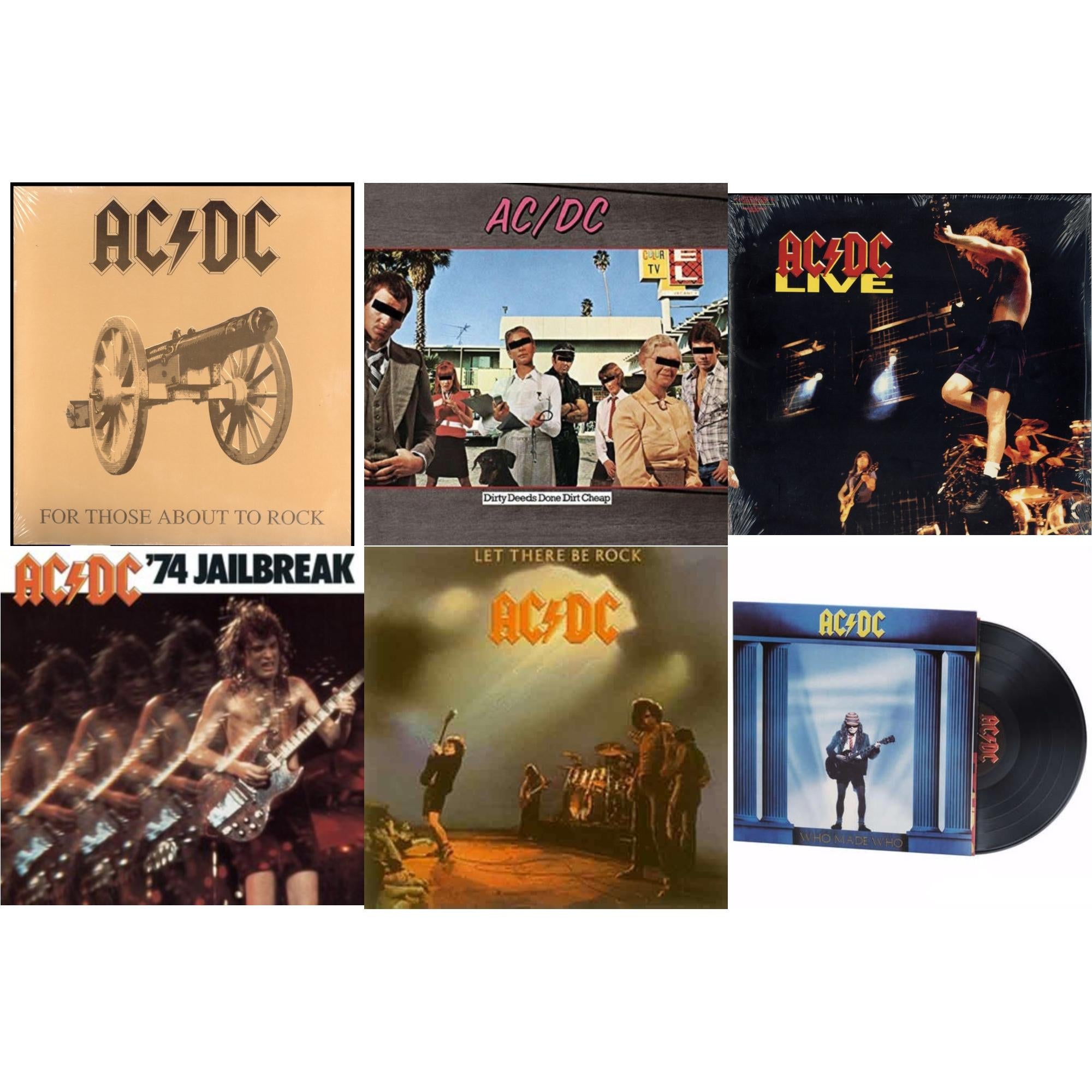 74 Jailbreak (180G) & Dirty Deeds Done Dirt Cheap (180G) & Let There Be Rock (180G) & For Those About To Rock (180G) & Who Made Who (180G) & Live (2LP/180G)