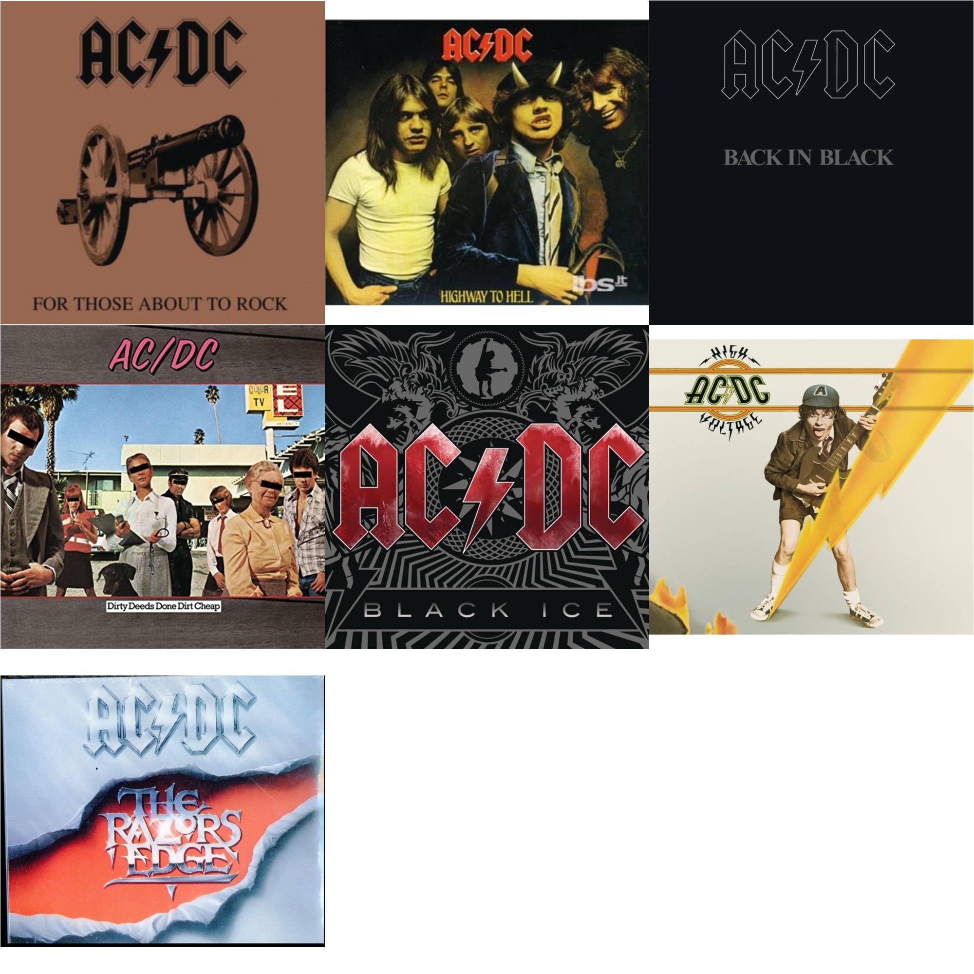 High Voltage & Dirty Deeds Done Dirt Cheap & Highway To Hell & Back In Black & For Those About To Rock & Razor's Edge & Black Ice