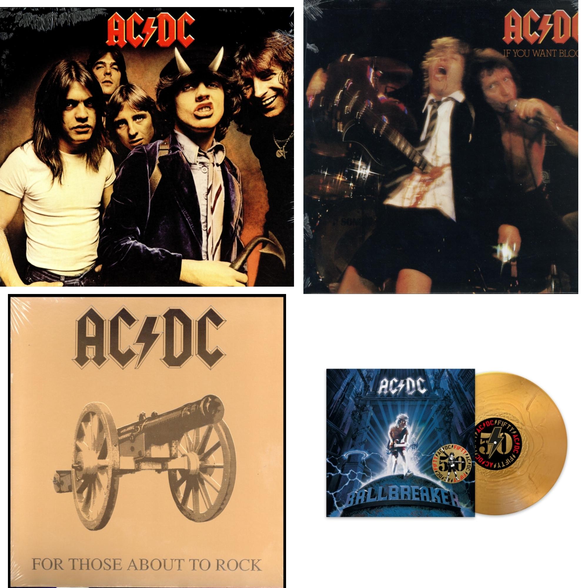 Ac/Dc - Ballbreaker (50Th Anniversary/Gold Color LP Vinyl) & If You Want Blood You've Got It (180G) & Highway To Hell (180G) & For Those About To Rock (180G)