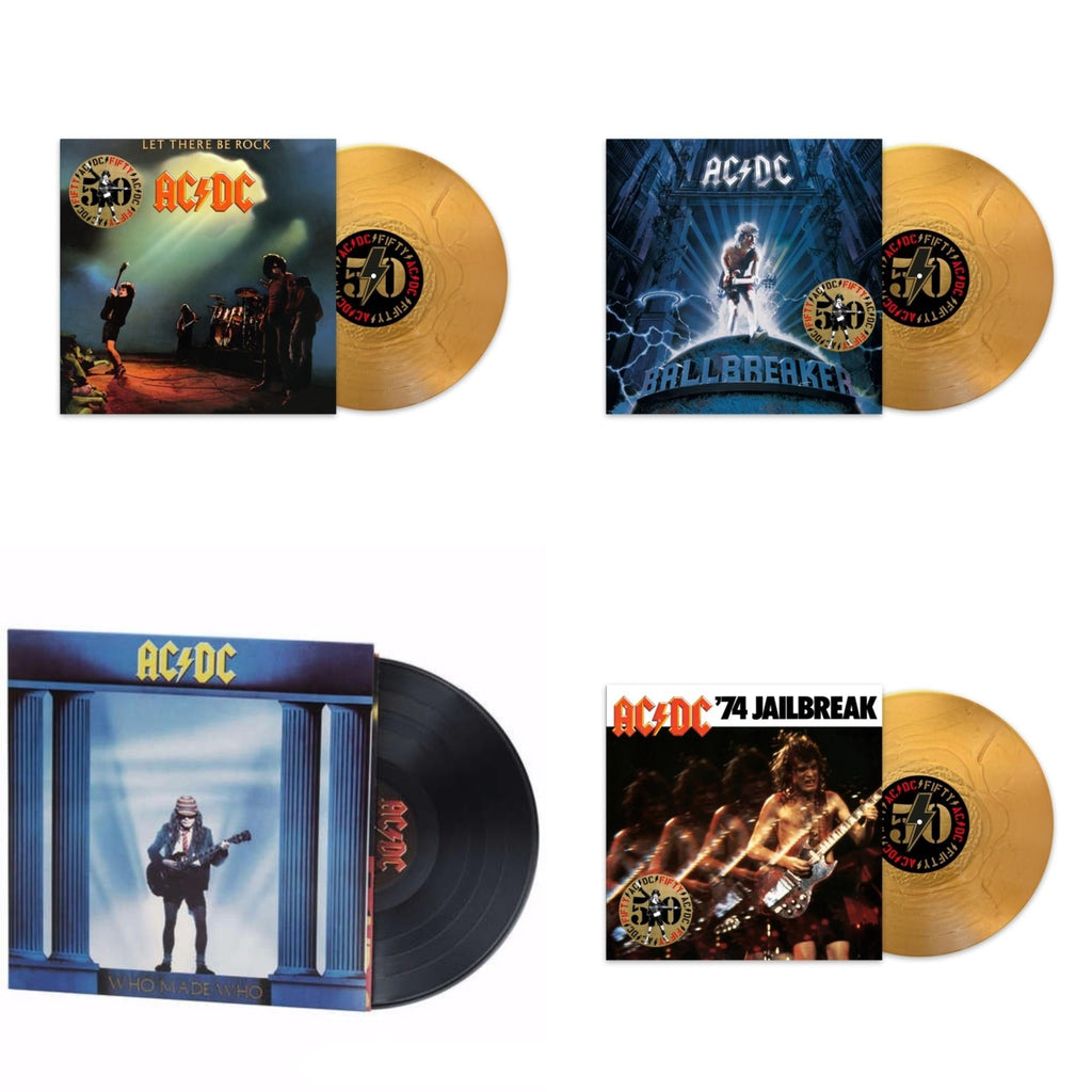 Ac/Dc - Let There Be Rock (50Th Anniversary/Gold Color LP Vinyl) & Ballbreaker (50Th Anniversary/Gold Color LP Vinyl) & Who Made Who (180G) & 74 Jailbreak (50Th Anniversary/Gold Color LP Vinyl)