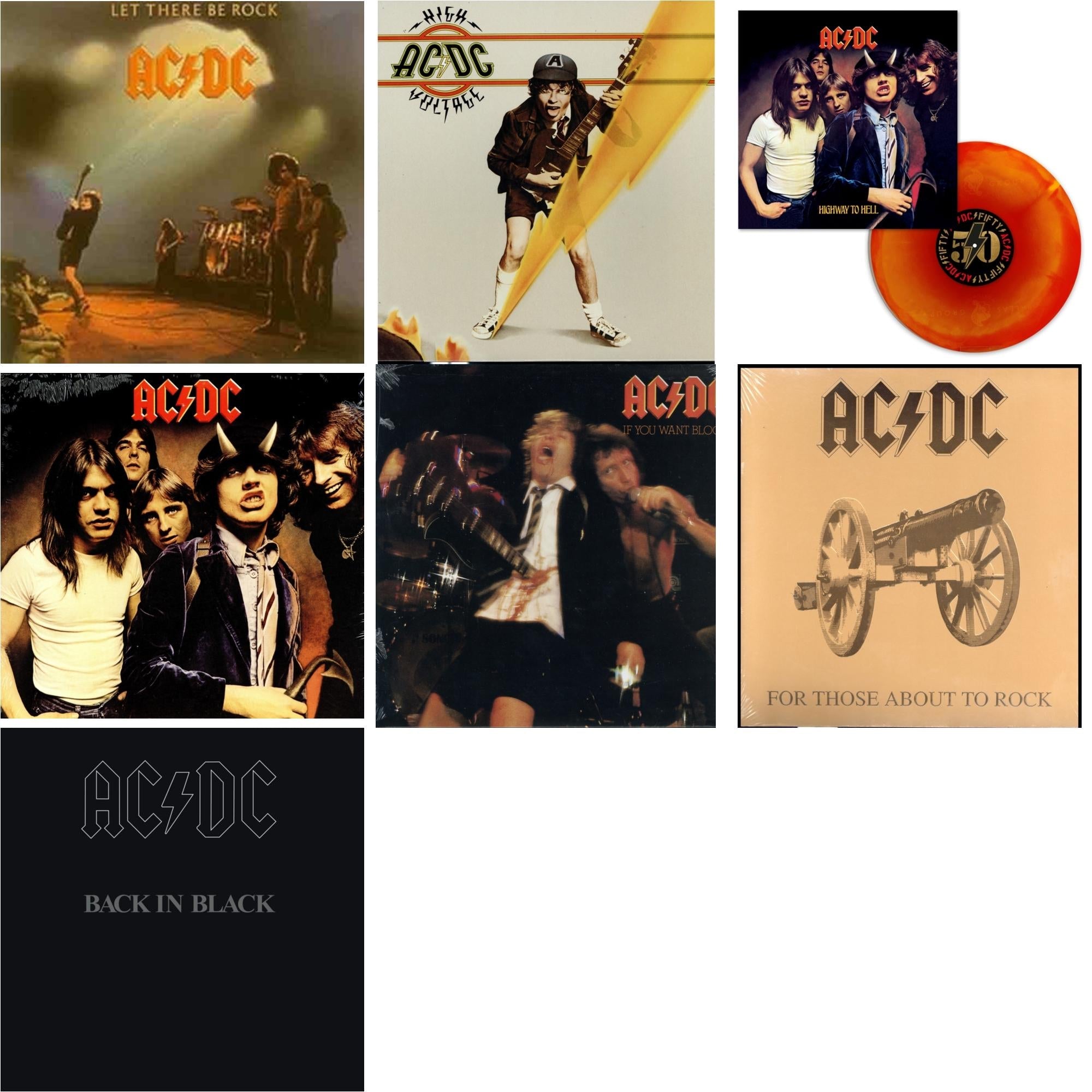 Highway To Hell (Orange Blend LP Vinyl) & High Voltage (180G) & Let There Be Rock (180G) & If You Want Blood You've Got It (180G) & Highway To Hell (180G) & Back In Black (180G) & For Those About To Rock (180G)