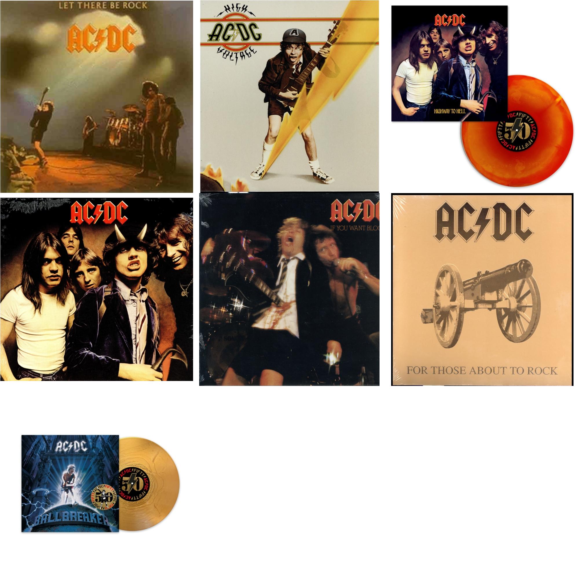 Ac/Dc - Highway To Hell (Orange Blend LP Vinyl) & Ballbreaker (50Th Anniversary/Gold Color LP Vinyl) & High Voltage (180G) & Let There Be Rock (180G) & If You Want Blood You've Got It (180G) & Highway To Hell (180G) & For Those About To Rock (180G)