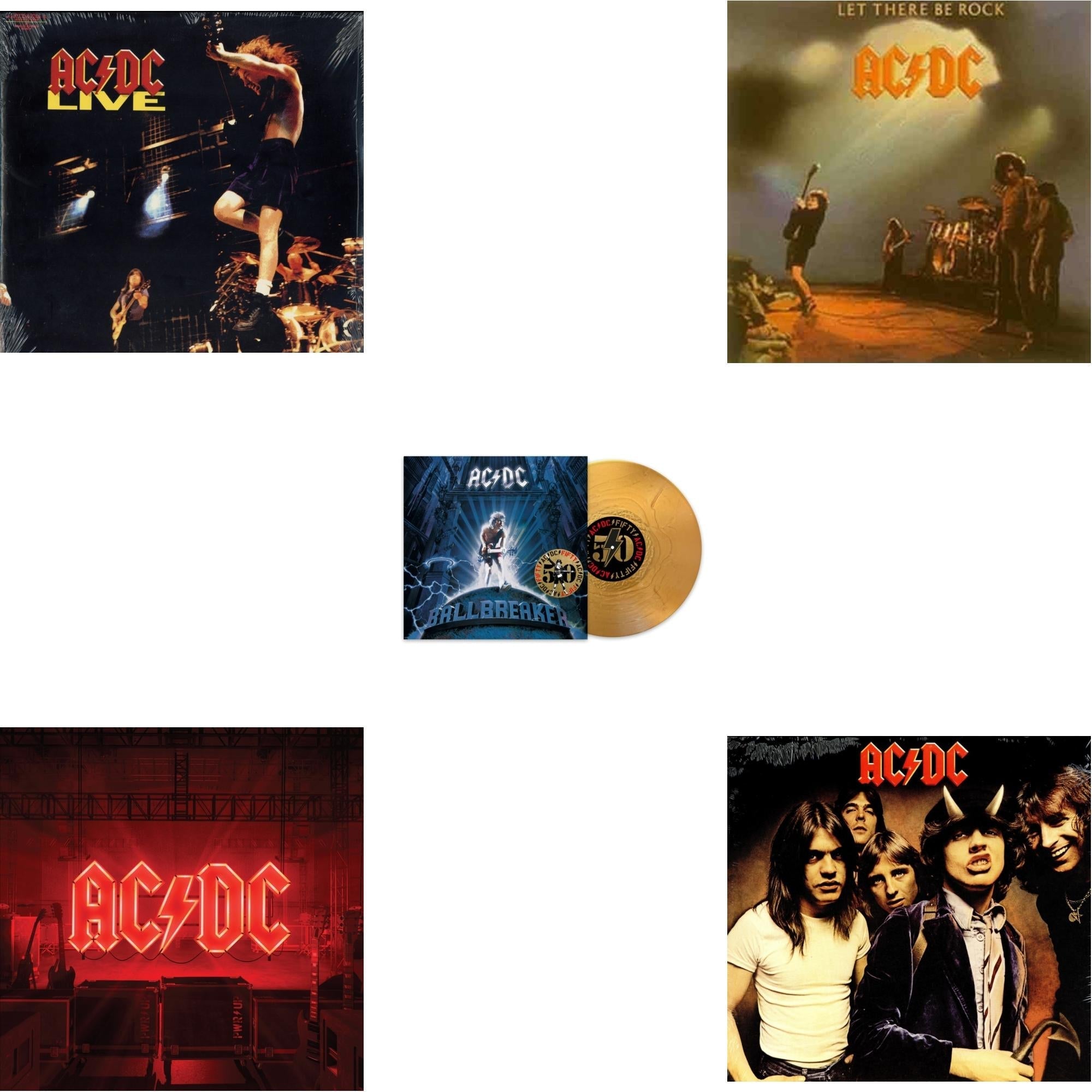 Ac/Dc - Power Up (180G/Gatefold Jacket/Inner Sleeve) & Ballbreaker (50Th Anniversary/Gold Color LP Vinyl) & Let There Be Rock (180G) & Highway To Hell (180G) & Live (2LP/180G)