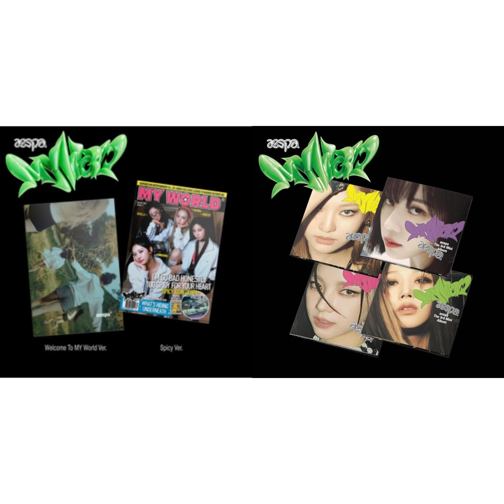 Aespa - My World (3Rd Mini Album/Poster Version) & My World: The 3Rd Mini Album - Zine Ver. - CD Bundle