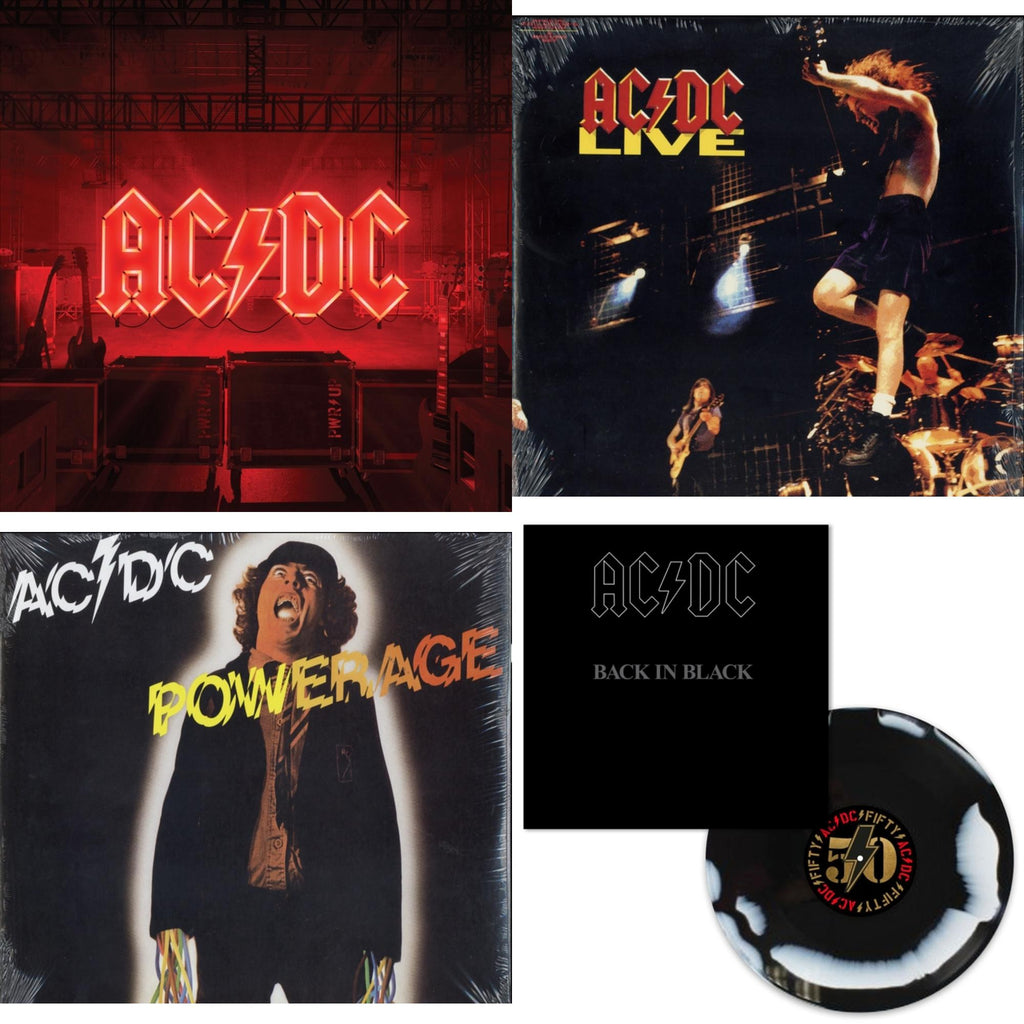 Power Up (180G/Gatefold Jacket/Inner Sleeve) & Back In Black (Black/White Blend LP Vinyl) & Powerage (180G) & Live (2LP/180G)