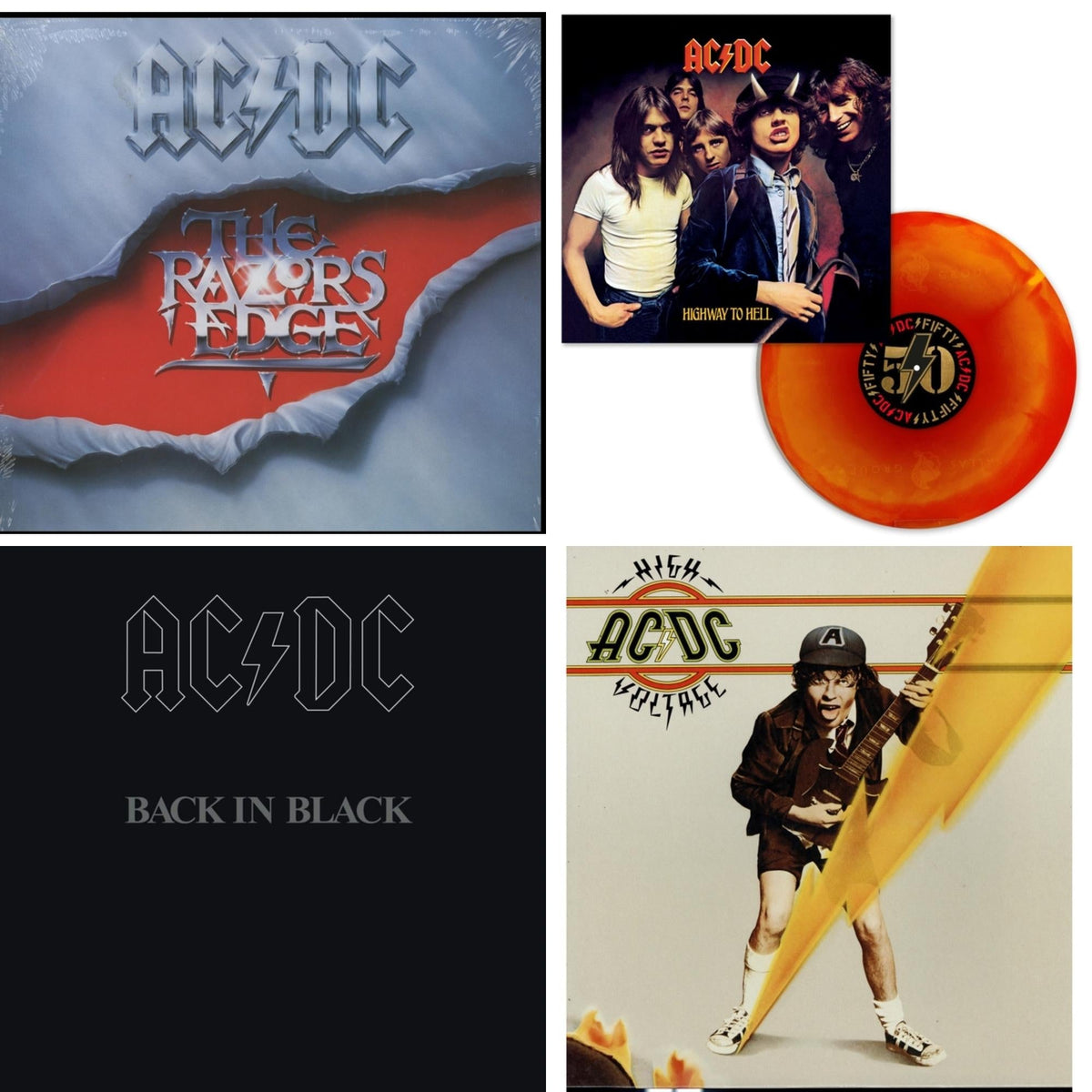 Highway To Hell (Orange Blend LP Vinyl) & High Voltage (180G) & Back In Black (180G) & Razor’S Edge (180G)