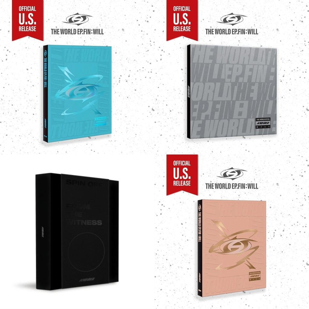 Ateez - World Ep.Fin : Will - (Z Ver.) (Us Basic) & World Ep.Fin : Will - (Digipak) (Us Basic) & Spin Off : From The Witness (Witness Version) (Limited) & World Ep.Fin : Will - (A Ver.) (Us Basic) - CD Bundle