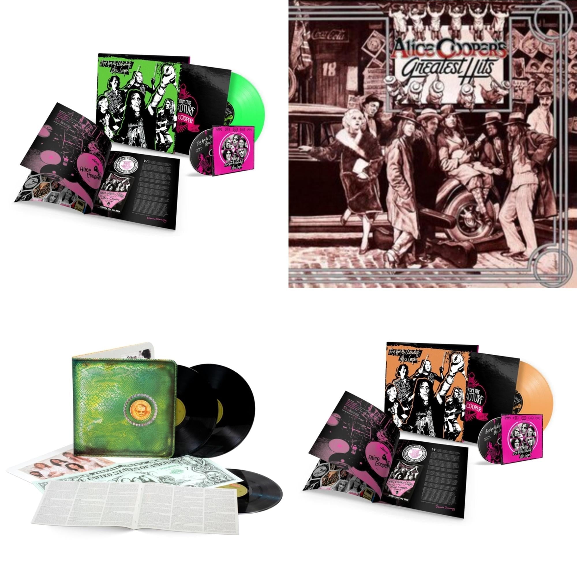 Live From The Astroturf (Glow-In-The-Dark LP Vinyl/DVD) & Live From The Astroturf (Apricoot LP Vinyl/DVD) & Billion Dollar Babies (50Th Anniversary/Deluxe/3LP) & Alice Cooper's Greatest Hits (180G/Limited Anniversary Edition)