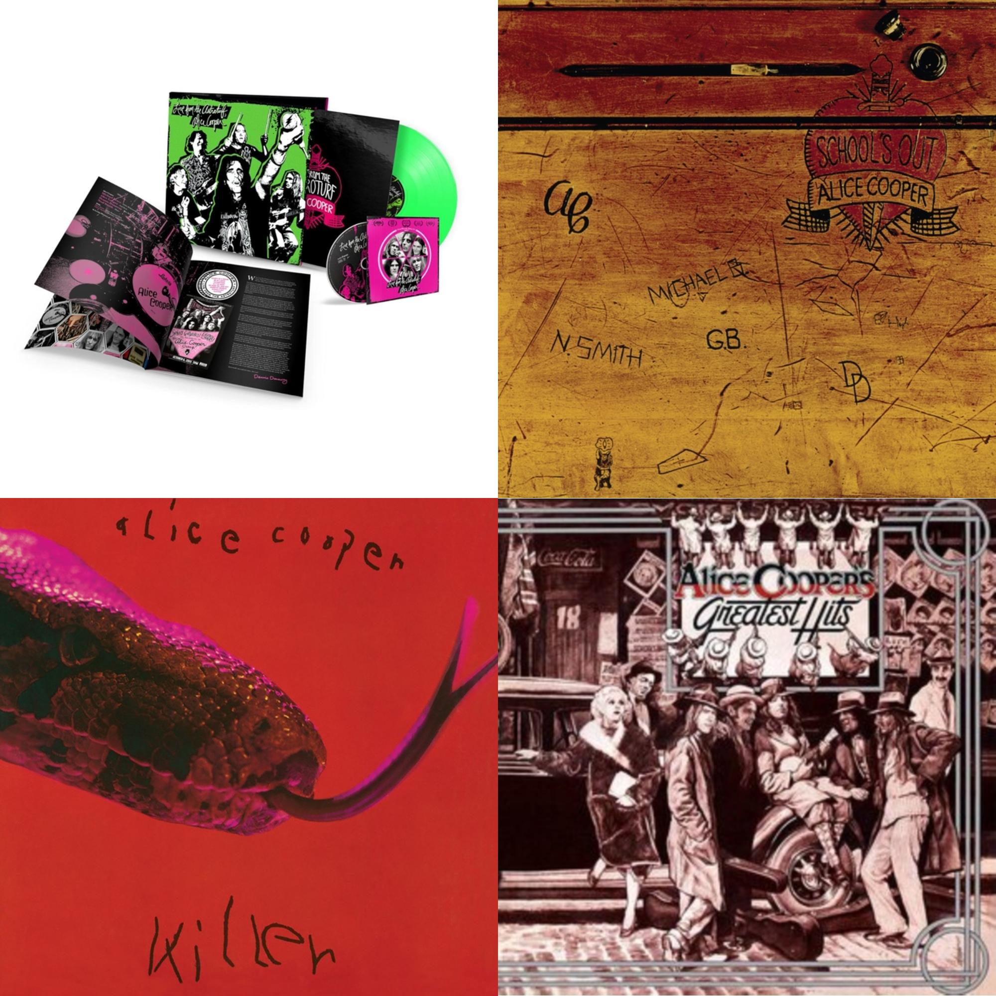Live From The Astroturf (Glow-In-The-Dark LP Vinyl/DVD) & School's Out (Expanded & Remastered/3LP) & Killer (Expanded & Remastered/3LP) & Alice Cooper's Greatest Hits (180G/Limited Anniversary Edition)