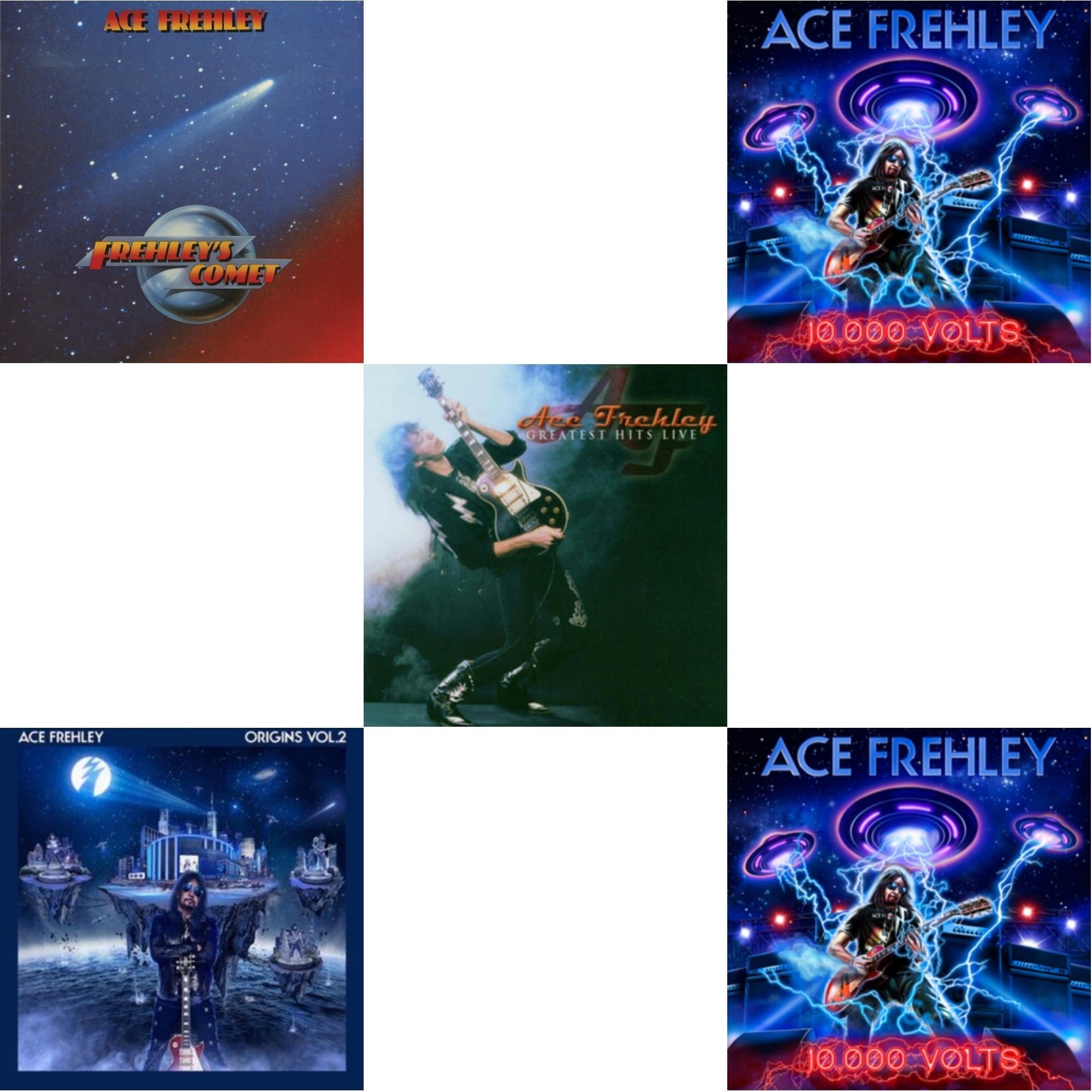 Greatest Hits Live & 10,000 Volts (Edge Only Splatter/Metal Gym Locker/Red Splatter LP Vinyl) & 10,000 Volts (Orange Tabby LP Vinyl) & Origins Vol.2 (Blue & White LP Vinyl) & Frehley's Comet (Red & Blue Hand Poured Effect LP Vinyl)