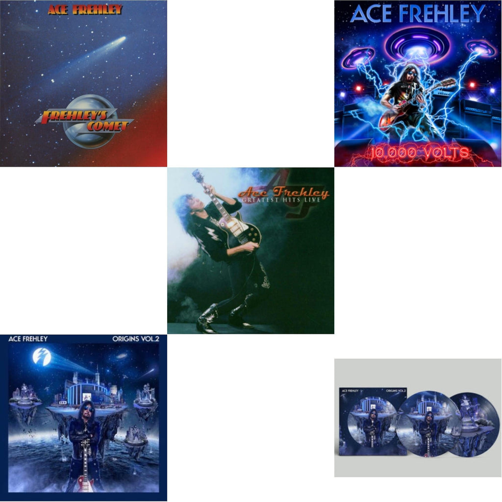 Greatest Hits Live & 10,000 Volts (Edge Only Splatter/Metal Gym Locker/Red Splatter LP Vinyl) & Origins Vol.2 (Blue & White LP Vinyl) & Origins: Vol. 2 (Picture Disc) & Frehley's Comet (Red & Blue Hand Poured Effect LP Vinyl)