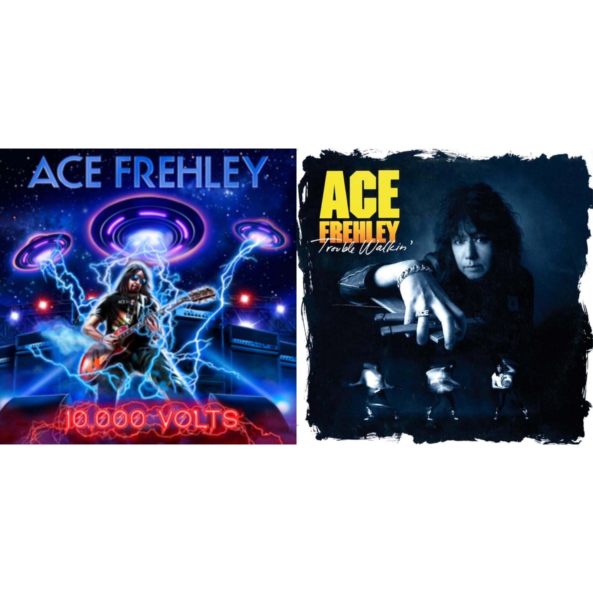 Ace Frehley - 10,000 Volts (Orange Tabby LP Vinyl) & Trouble Walkin (Oxblood Red Hide Your Heart Swirl LP Vinyl)