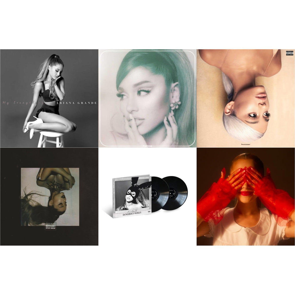 Positions (Coke Bottle Clear LP Vinyl) & Eternal Sunshine (X) (Ruby LP Vinyl) & Sweetener (X) (2LP) & Thank U, Next & Dangerous Woman (2LP) & My Everything