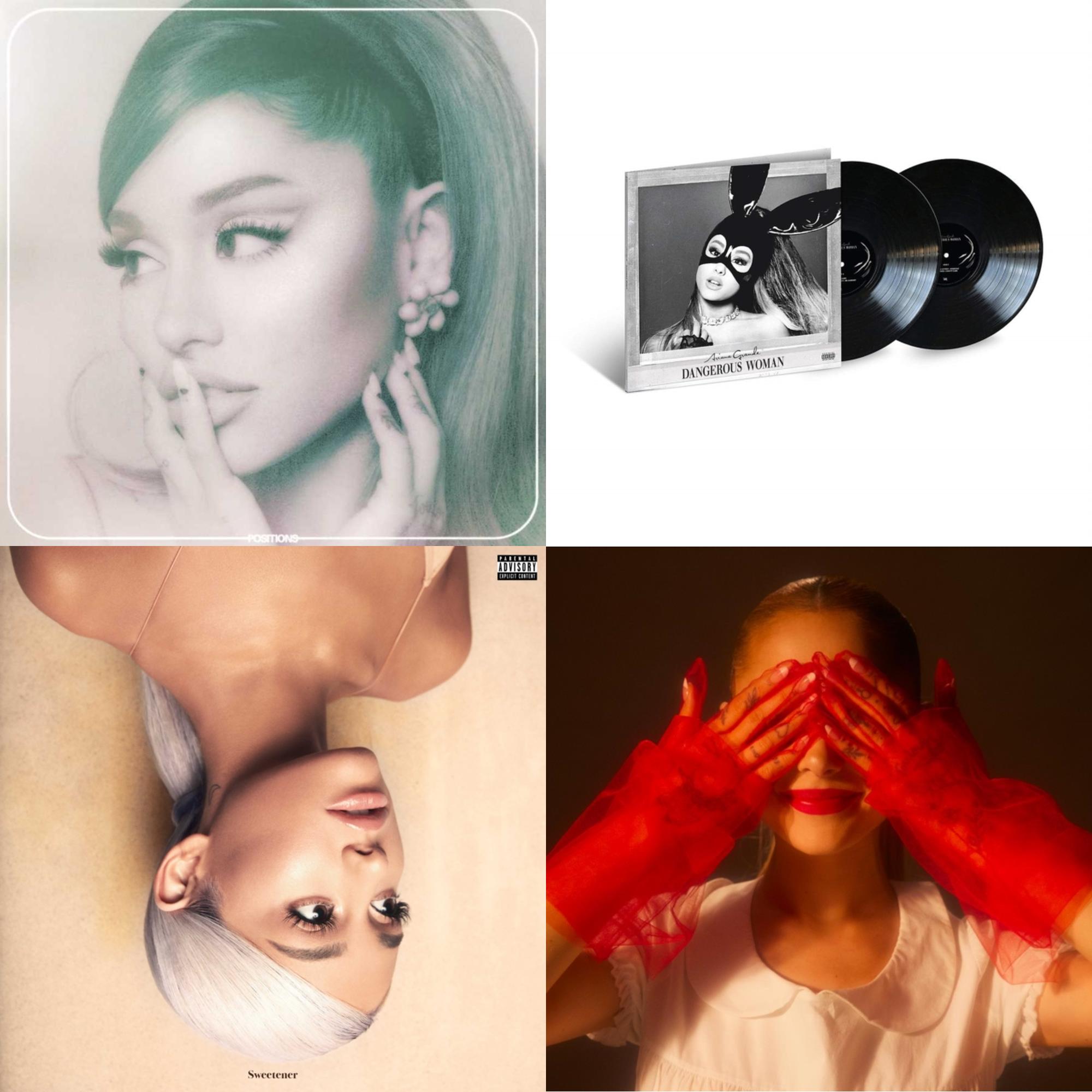 Positions (Coke Bottle Clear LP Vinyl) & Eternal Sunshine (X) (Ruby LP Vinyl) & Sweetener (X) (2LP) & Dangerous Woman (2LP)