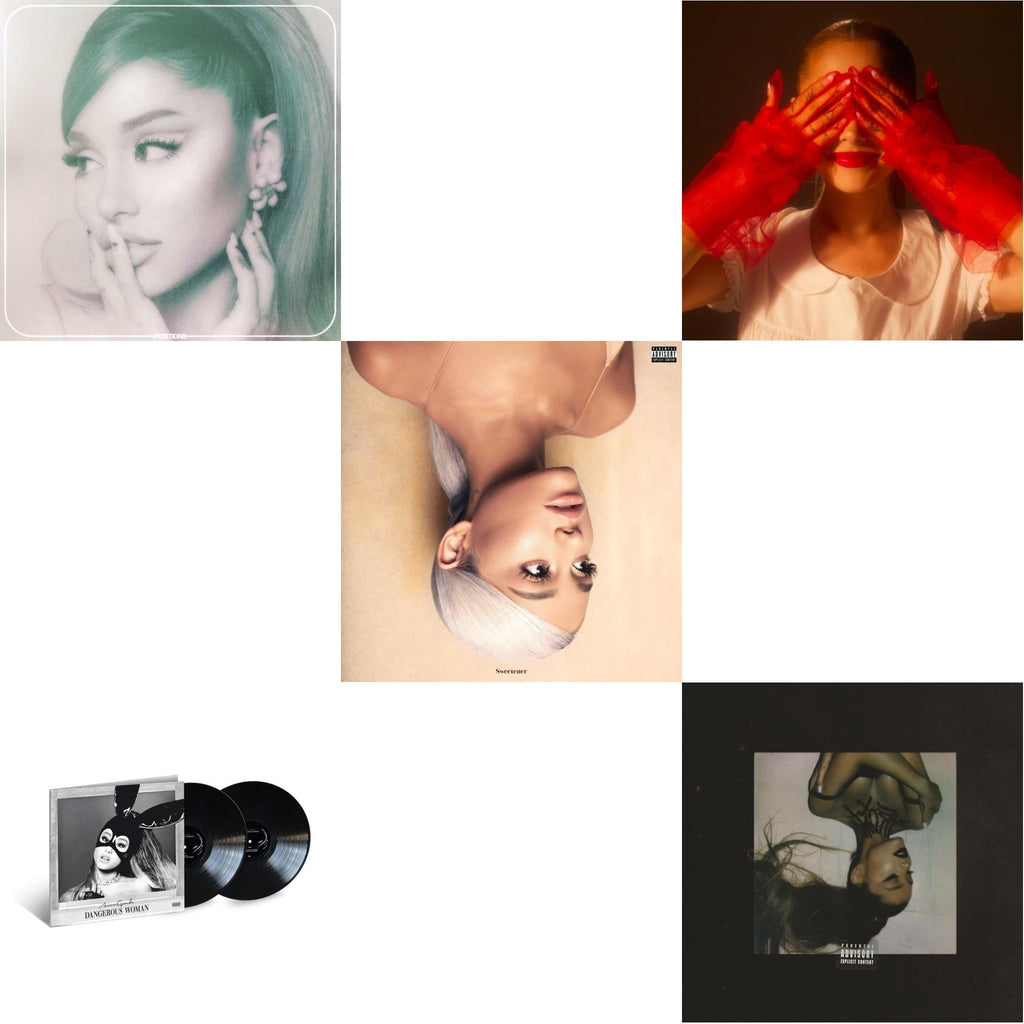 Positions (Coke Bottle Clear LP Vinyl) & Eternal Sunshine (X) (Ruby LP Vinyl) & Sweetener (X) (2LP) & Thank U, Next & Dangerous Woman (2LP)