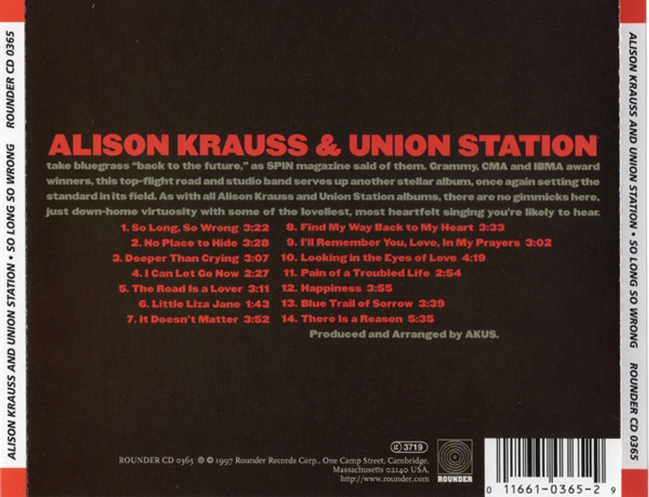 Alison Krauss – So Long So Wrong Music CD