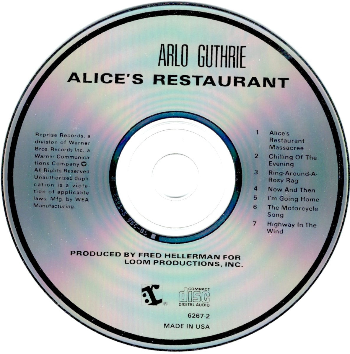 Arlo Guthrie – Alice's Restaurant Music CD