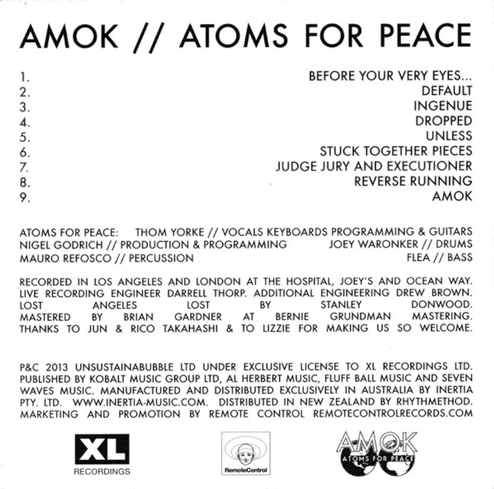 Atoms For Peace – Amok Music CD