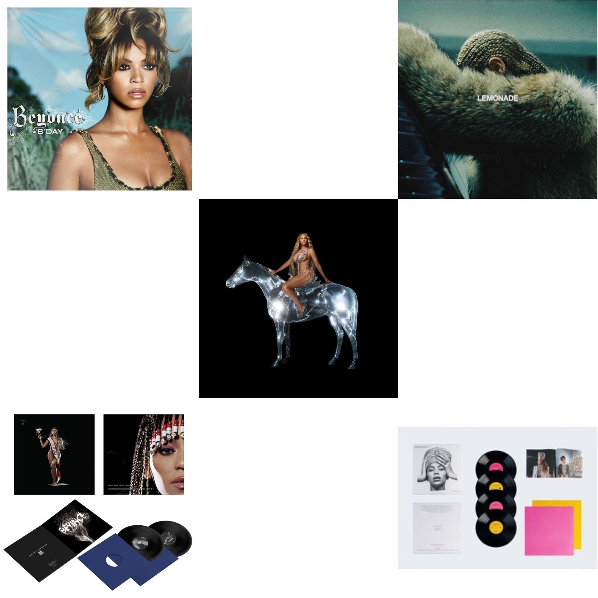 Homecoming: The Live Album (4LP/Slipcase Jacket/Booklet) & Renaissance (X) (180G/2LP) & Cowboy Carter (X) (2LP/180G/Bead Face) & B'day (2LP/180G) & Lemonade (Limited 180G Yellow LP Vinyl/Dl Card Includes Audio & Video)