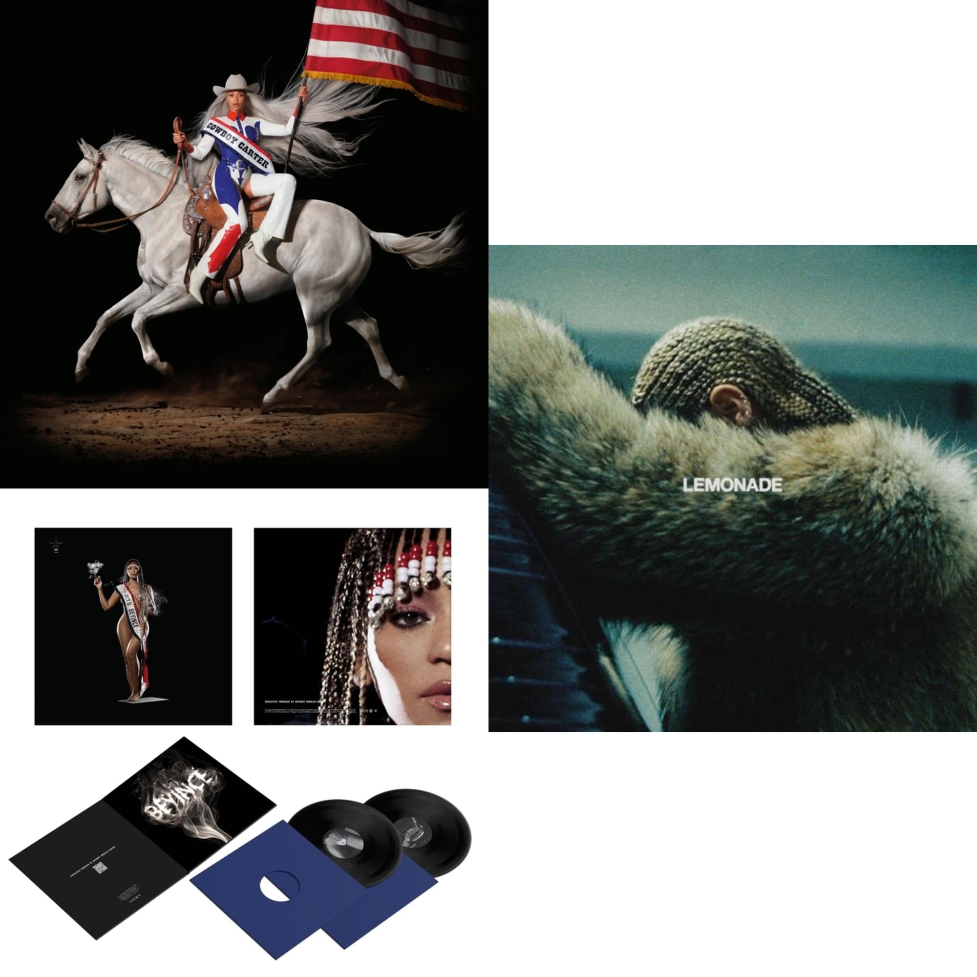 Beyonce - Cowboy Carter (X) (2LP/180G) & Cowboy Carter (X) (2LP/180G/Bead Face) & Lemonade (Limited 180G Yellow LP Vinyl/Dl Card Includes Audio & Video)