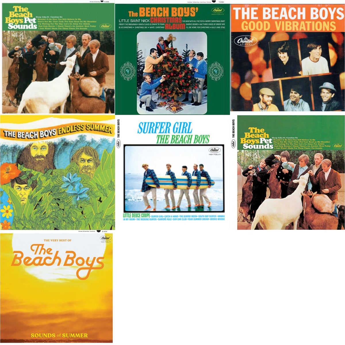 Endless Summer & Sounds Of Summer: The Very Best Of The Beach Boys (Remastered/2LP) & Beach Boys' Christmas Album (Mono) & Pet Sounds (Mono) & Pet Sounds (Stereo) & Surfer Girl (75Th Anniversary) & Good Vibrations (Orange/Yellow Swirl-Marble LP Vinyl)