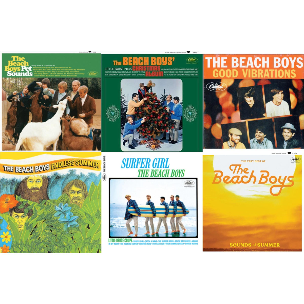 Endless Summer & Sounds Of Summer: The Very Best Of The Beach Boys (Remastered/2LP) & Beach Boys' Christmas Album (Mono) & Pet Sounds (Stereo) & Surfer Girl (75Th Anniversary) & Good Vibrations (Orange/Yellow Swirl-Marble LP Vinyl)