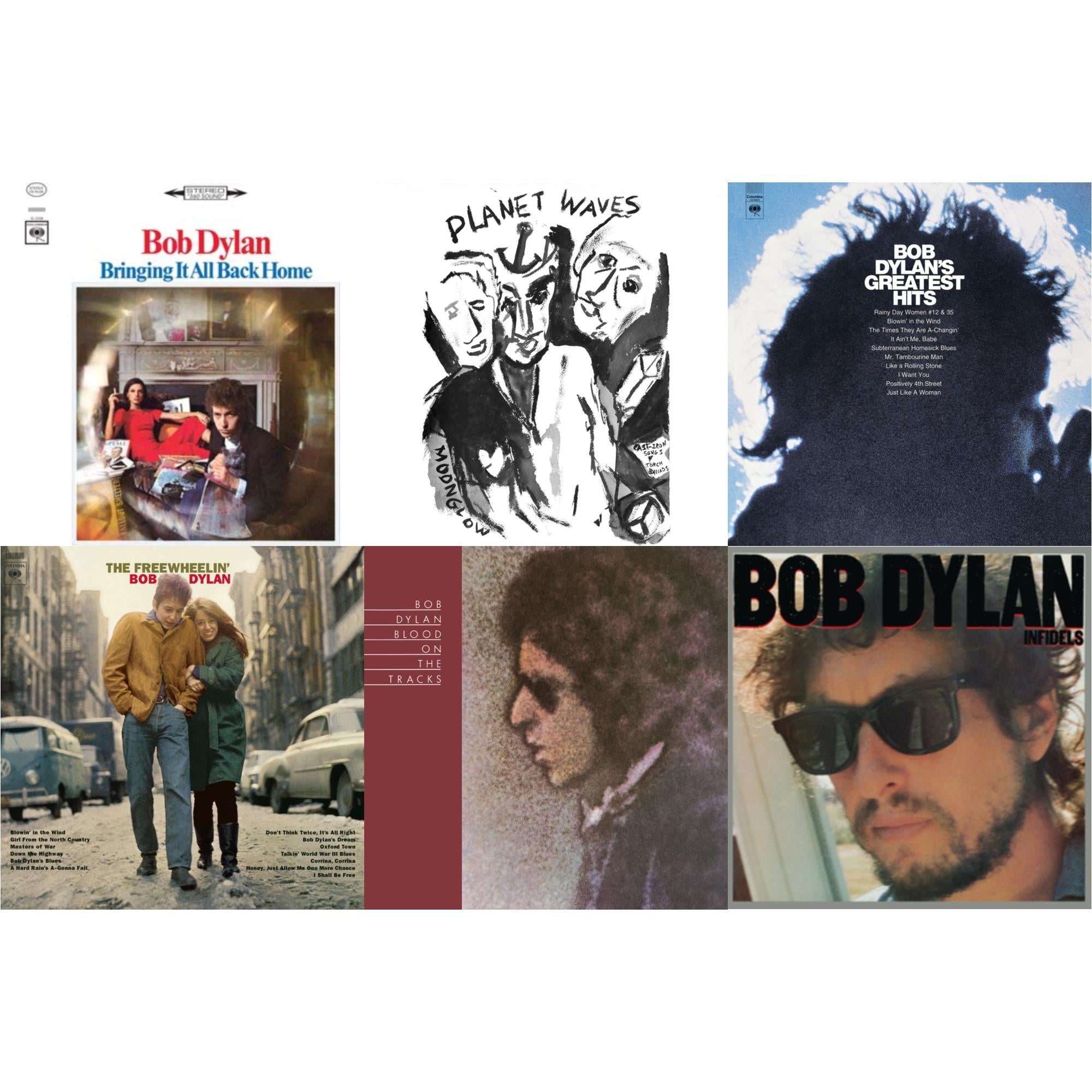 Infidels (150G/Dl Insert) & Planet Waves (150G LP Vinyl/Dl) & Blood On The Tracks (150G/Dl Insert) & Bringing It All Back Home & Freewheelin Bob Dylan (140G/Dl Code) & Greatest Hits (150G/Dl Card)