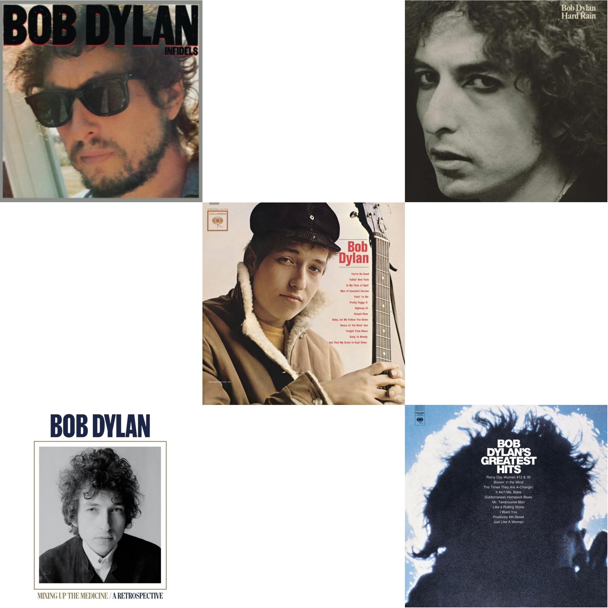 Infidels (150G/Dl Insert) & Mixing Up The Medicine & Bob Dylan (Mono) & Hard Rain (150G/Dl Card) & Greatest Hits (150G/Dl Card)
