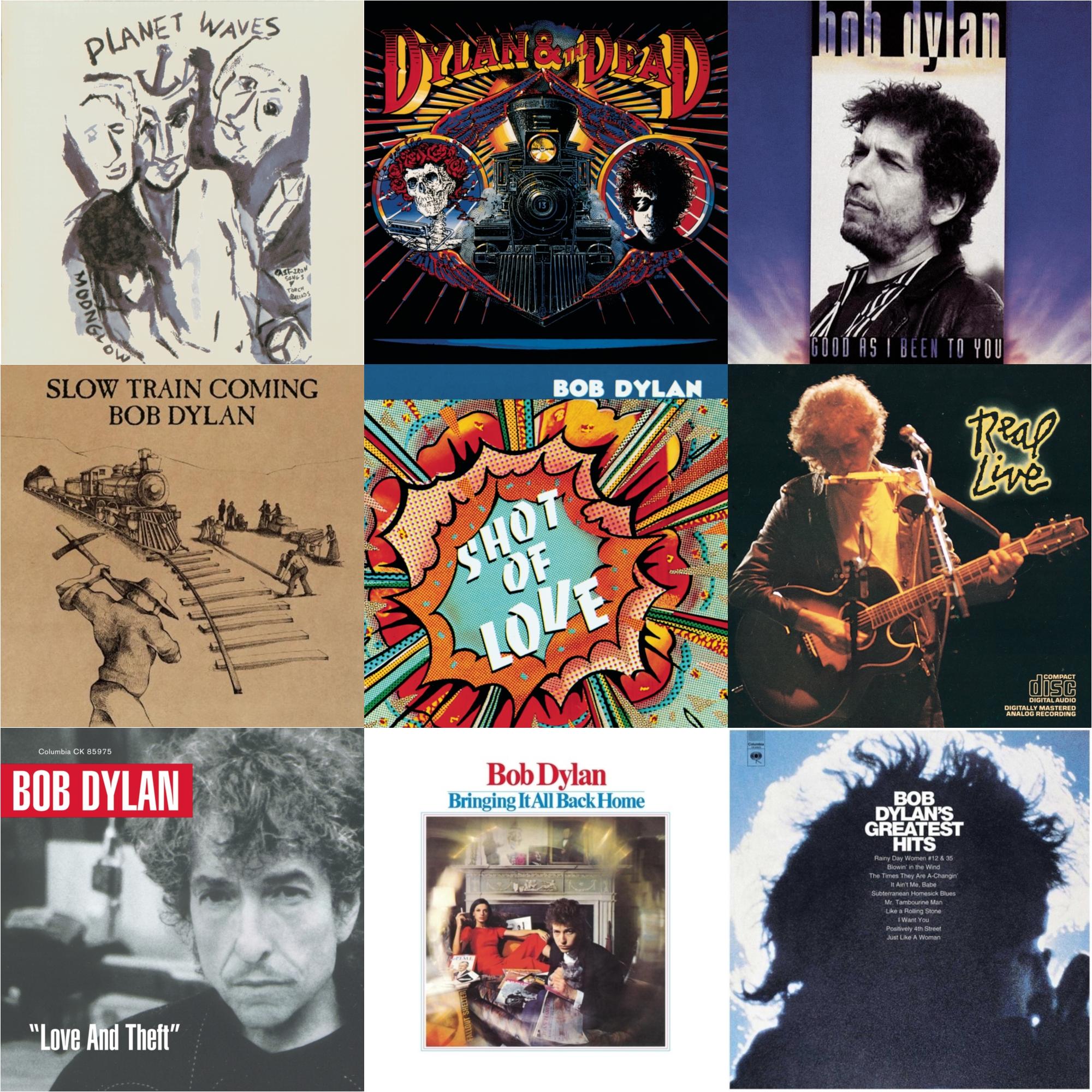 Greatest Hits Vol.1 & Slow Train Coming & Bringing It All Back Home & Shot Of Love & Good As I Been To You & Real Live & Planet Waves & Dylan & The Dead & Love & Theft