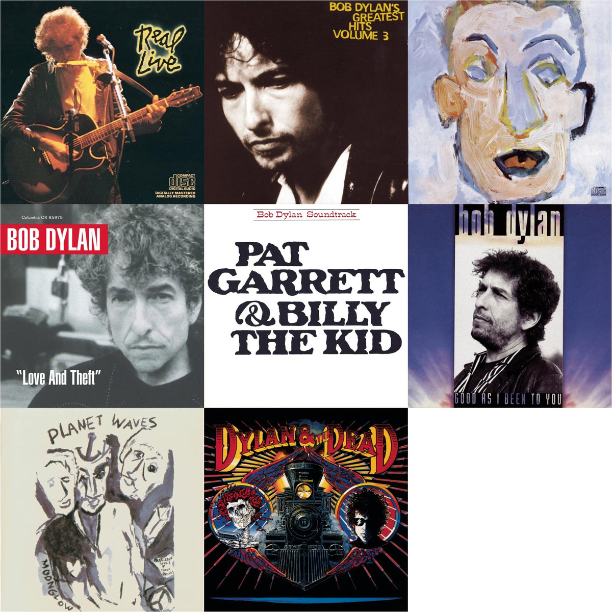 Pat Garrett & Billy The Kid & Good As I Been To You & Real Live & Greatest Hits Vol.3 & Planet Waves & Self Portrait & Dylan & The Dead & Love & Theft
