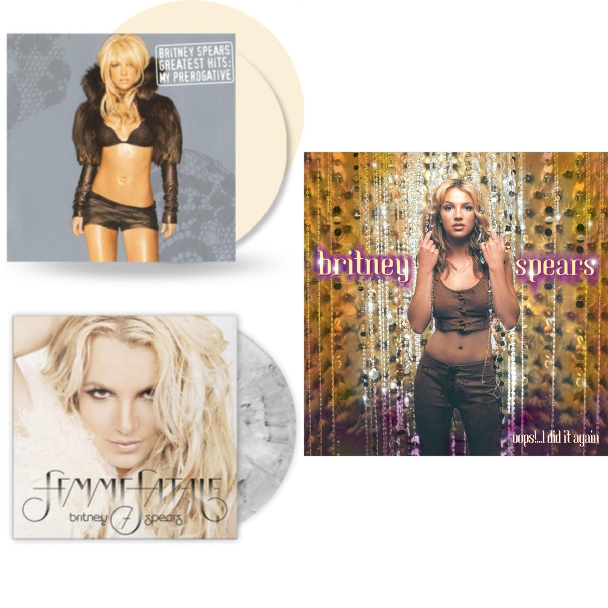 Oops!... I Did It Again & Femme Fatale (Light Grey Marbled LP Vinyl/Import) & Greatest Hits: My Prerogative (2LP/Cream Vinyl/Import)